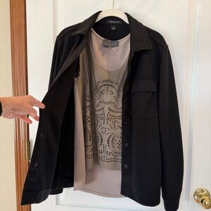 SET! Mercer+Mettle Sweatshirt Jacket + Sundays in Brooklyn Faux Leather Top